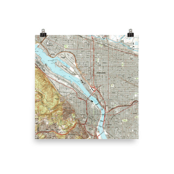 Portland Quadrangle Topo Map Poster