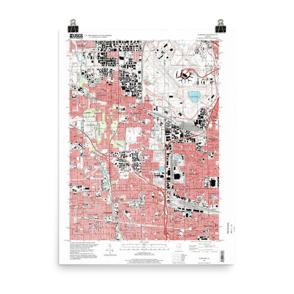 Elmhurst Quadrangle Topographic Map Poster