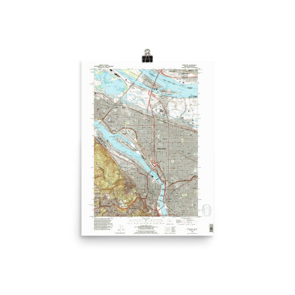 Portland Quadrangle Topo Map Poster